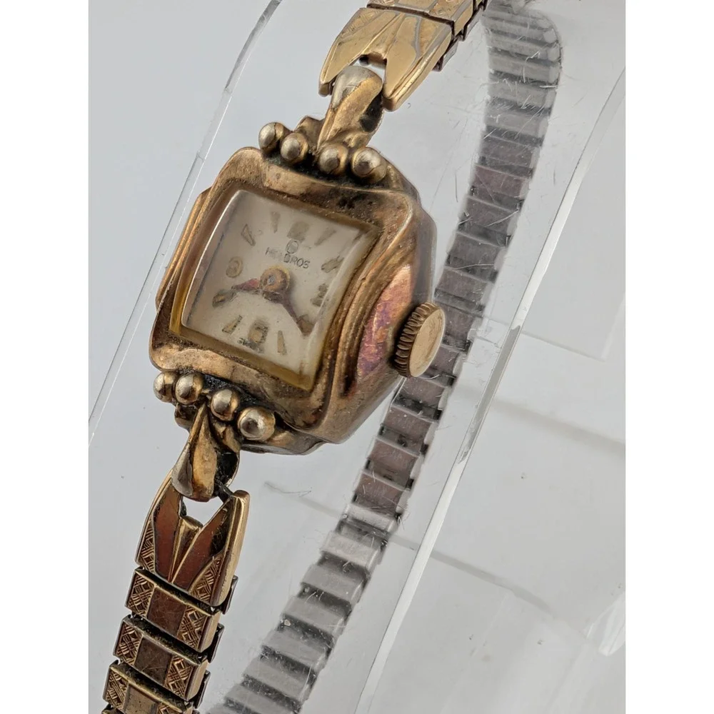 Vintage Helbros Swiss Mechanical Watch 16mm 10K RGF Case Stretch‎ Band- Working